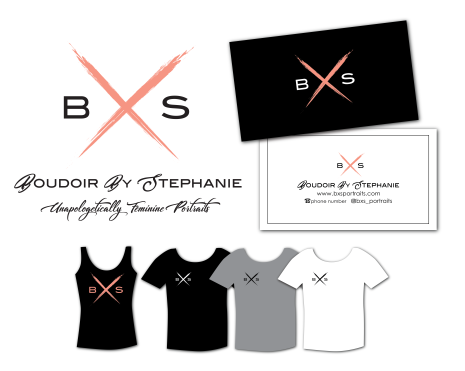 BXS: Unapologetically Feminine Portraits, Boudoir branding, logo design, business card and shirt designs