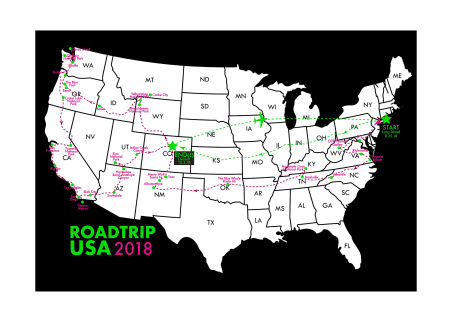 Map of my USA roadtrip 2018